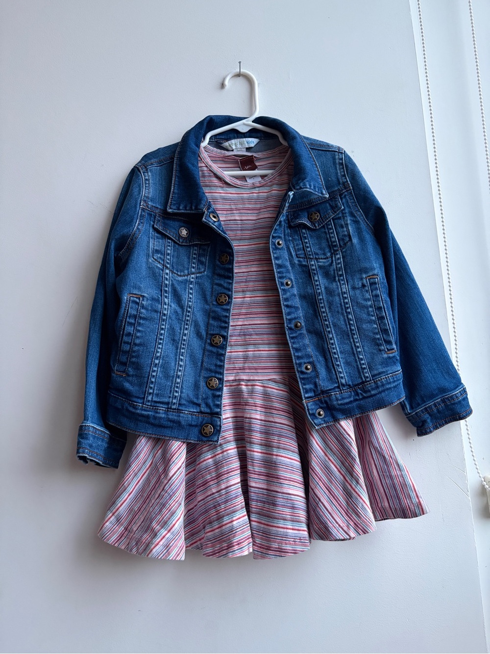 Garnet Hill Kids + Tea Collection Floral Embroidered Jean Jacket + Skater Dress